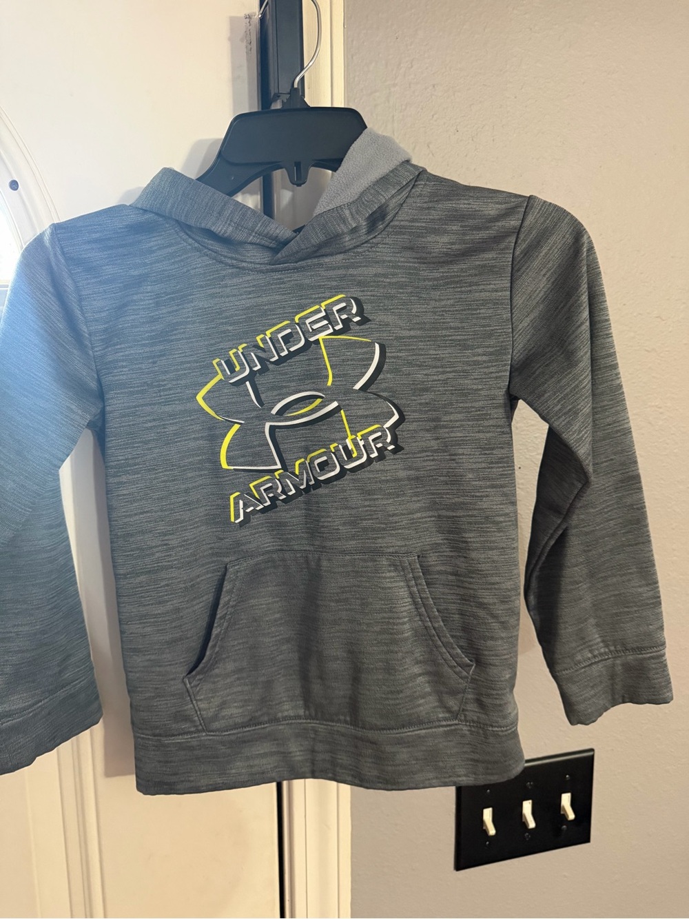Under Armour Kids Gray Hoodie with Neon Logo